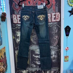 Angel Jeans Embroidered Gold Jeans